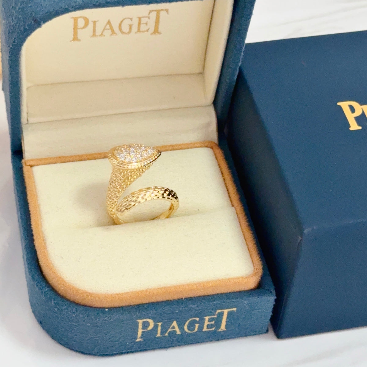 gold crystal inlaid Ring for women - product detail view