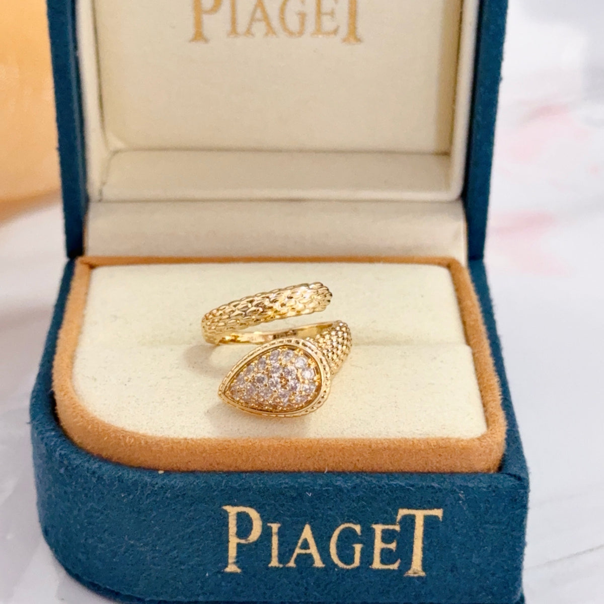 gold crystal inlaid Ring for women - alternate angle view 3