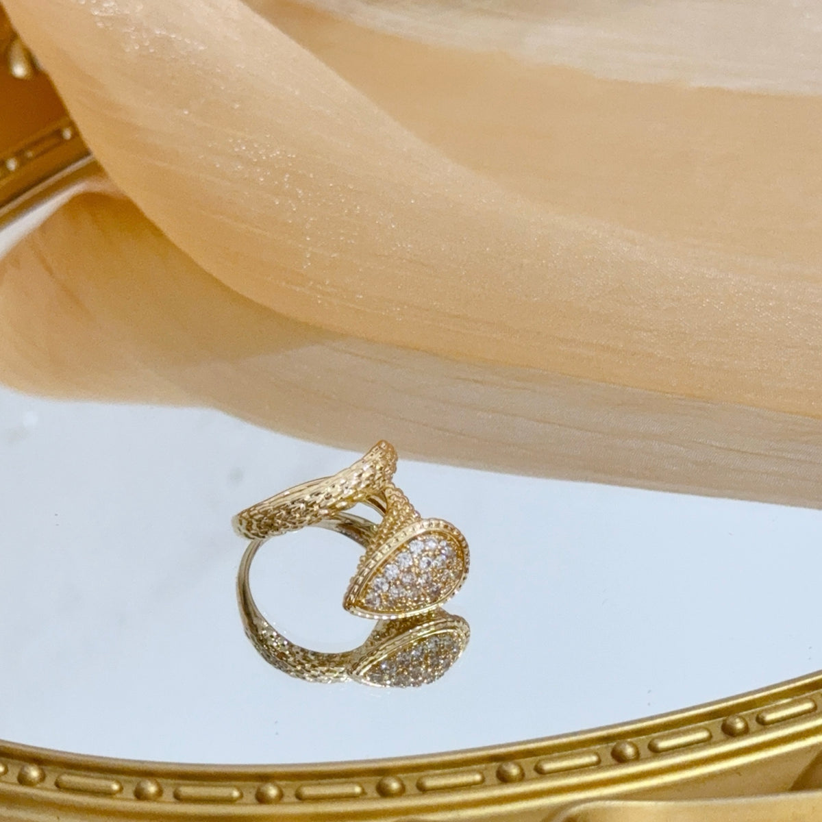 gold crystal inlaid Ring for women - alternate angle view 4