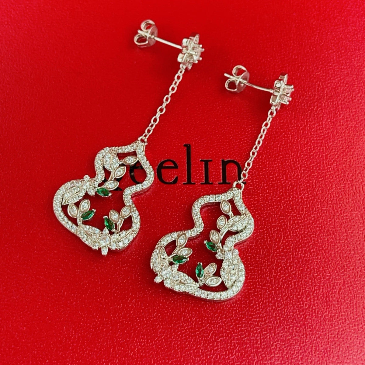 silver brass luxury Drop Earrings for women - alternate angle view 5