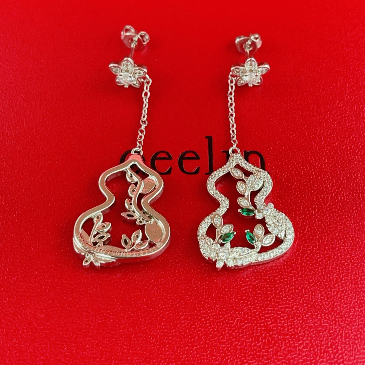 silver brass luxury Drop Earrings for women - alternate angle view 6