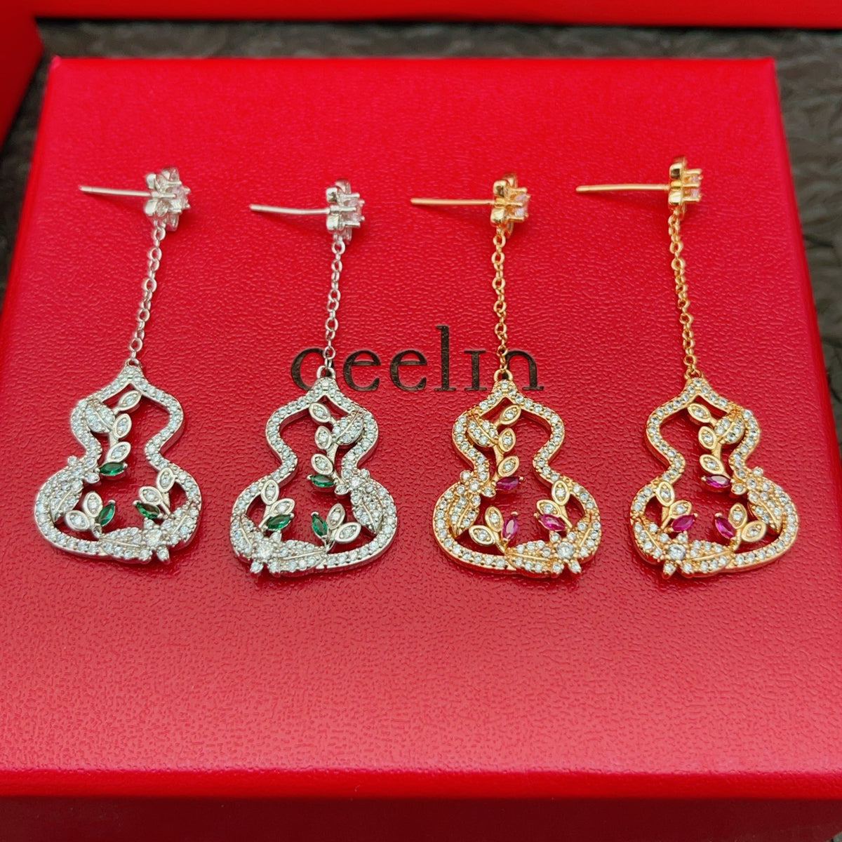 silver brass luxury Drop Earrings for women - alternate angle view 9