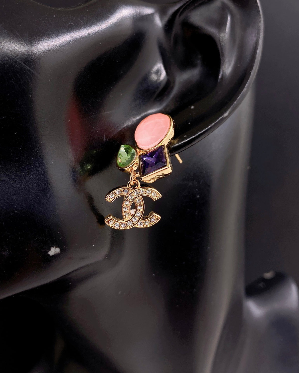 yellow brass Drop Earrings for women - alternate angle view 2