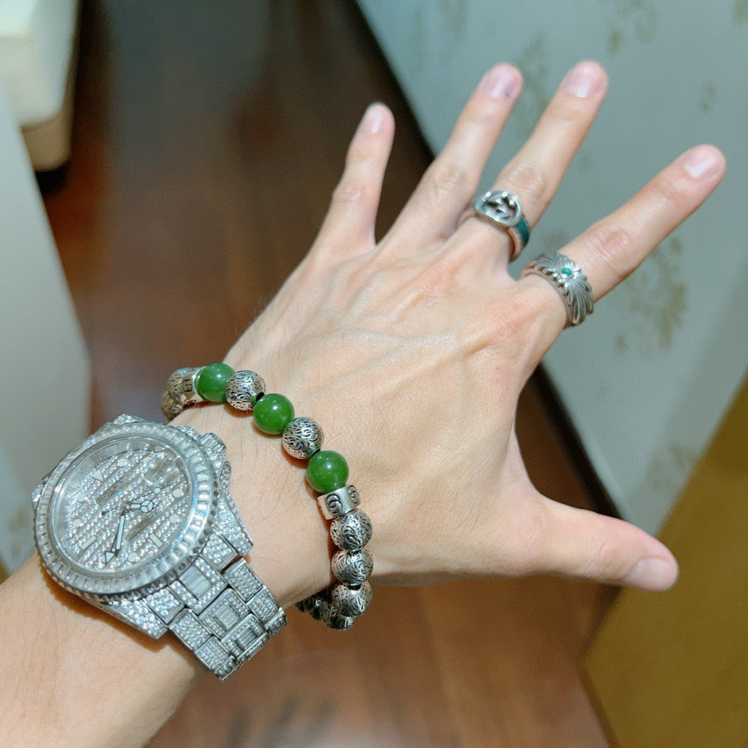 antique agate vintage Bracelet for men - alternate angle view 3