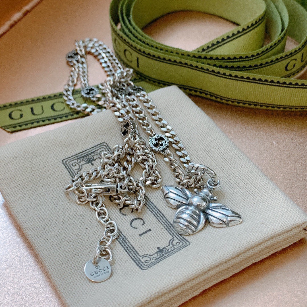 antique double g Necklace for women - alternate angle view 3