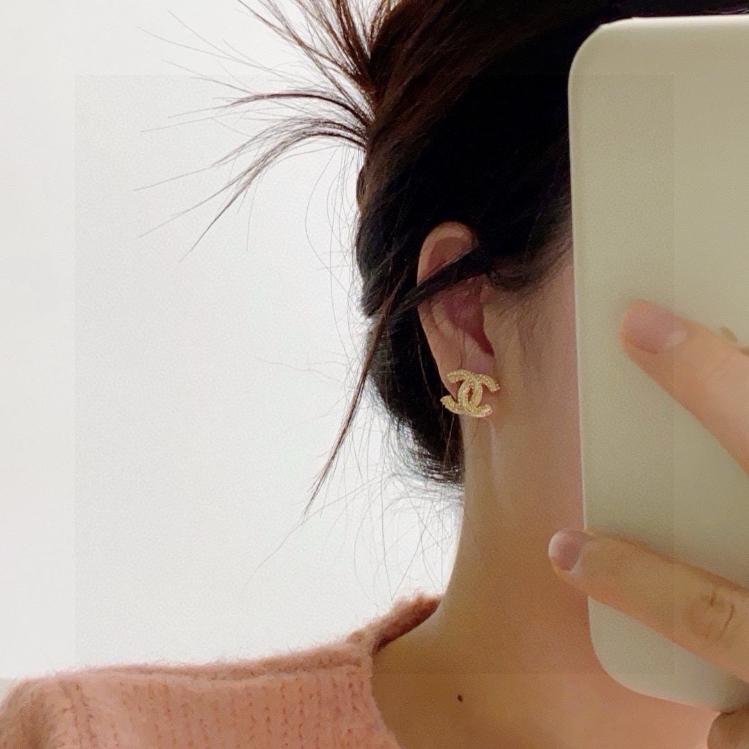 gold silver post pearl Drop Earrings for women - alternate angle view 2