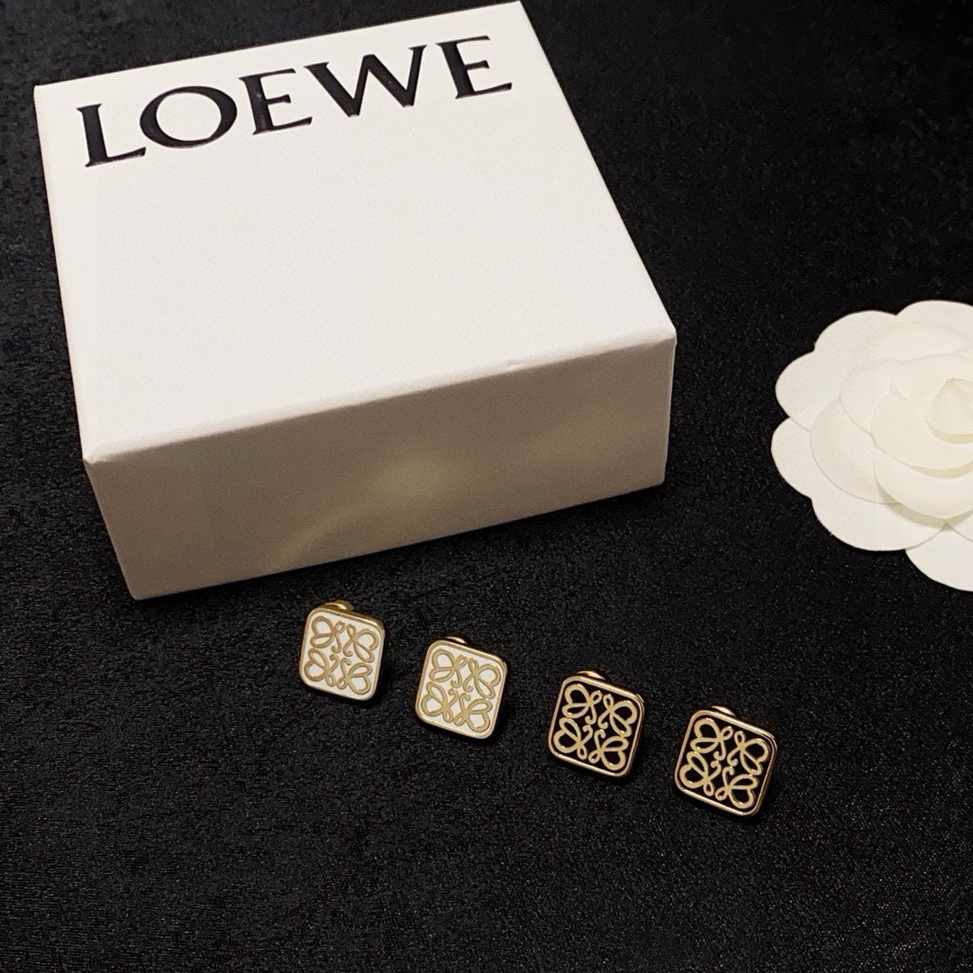 black and white brass floral Drop Earrings for women - alternate angle view 9