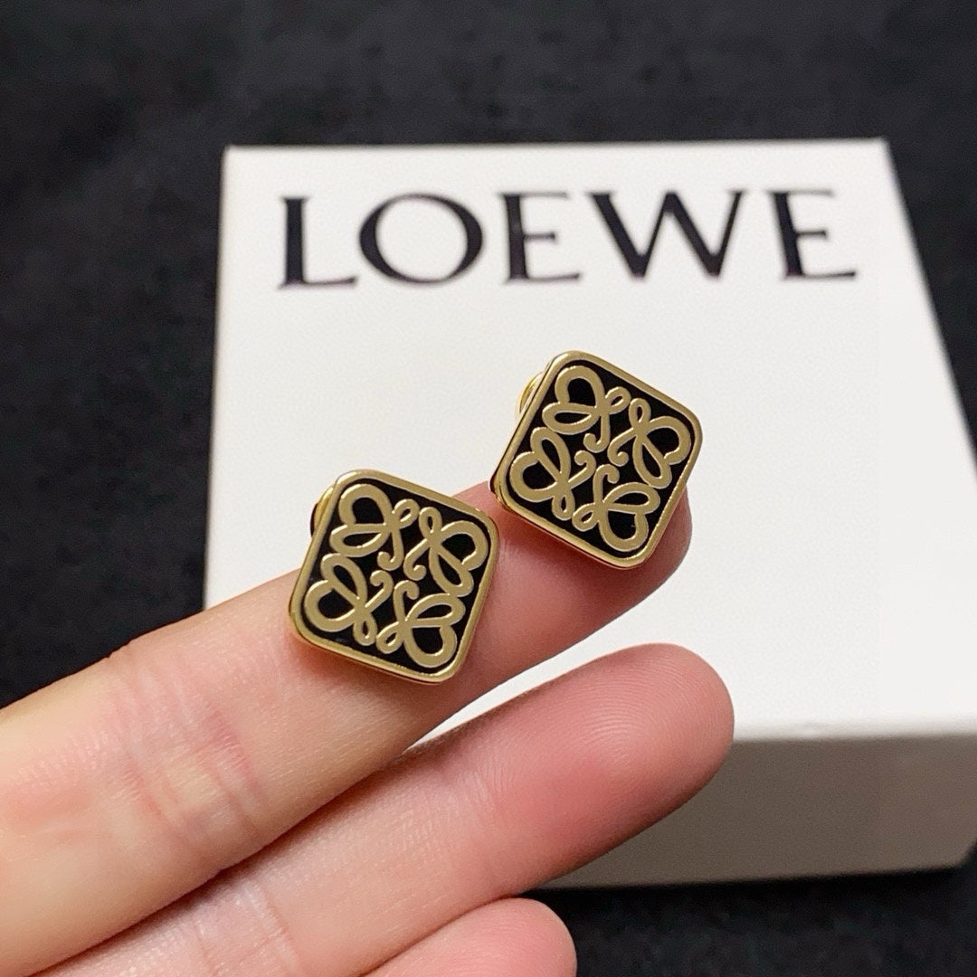 black and white brass floral Drop Earrings for women - alternate angle view 8