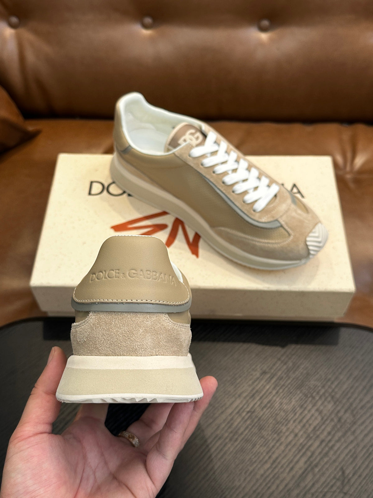 Dolce & Gabbana DG Cushion Calfskin Skate Sneakers with TPU Sole