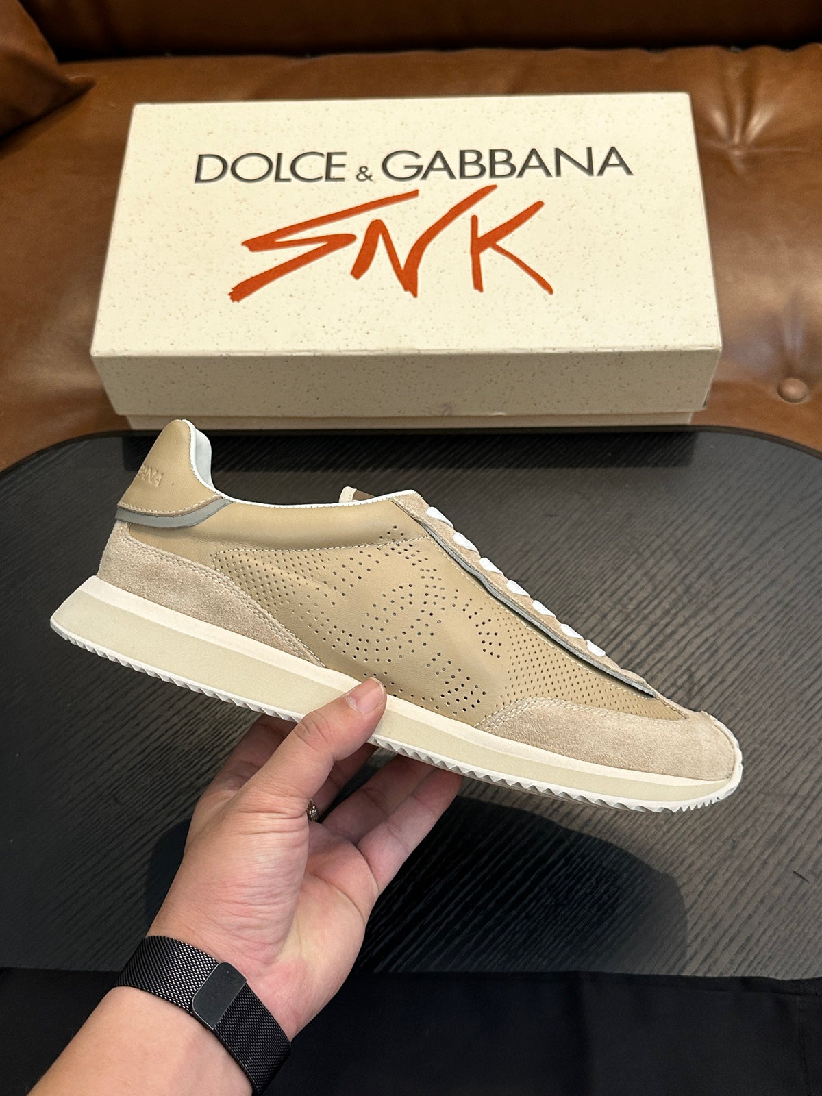 Dolce & Gabbana DG Cushion Calfskin Skate Sneakers with TPU Sole