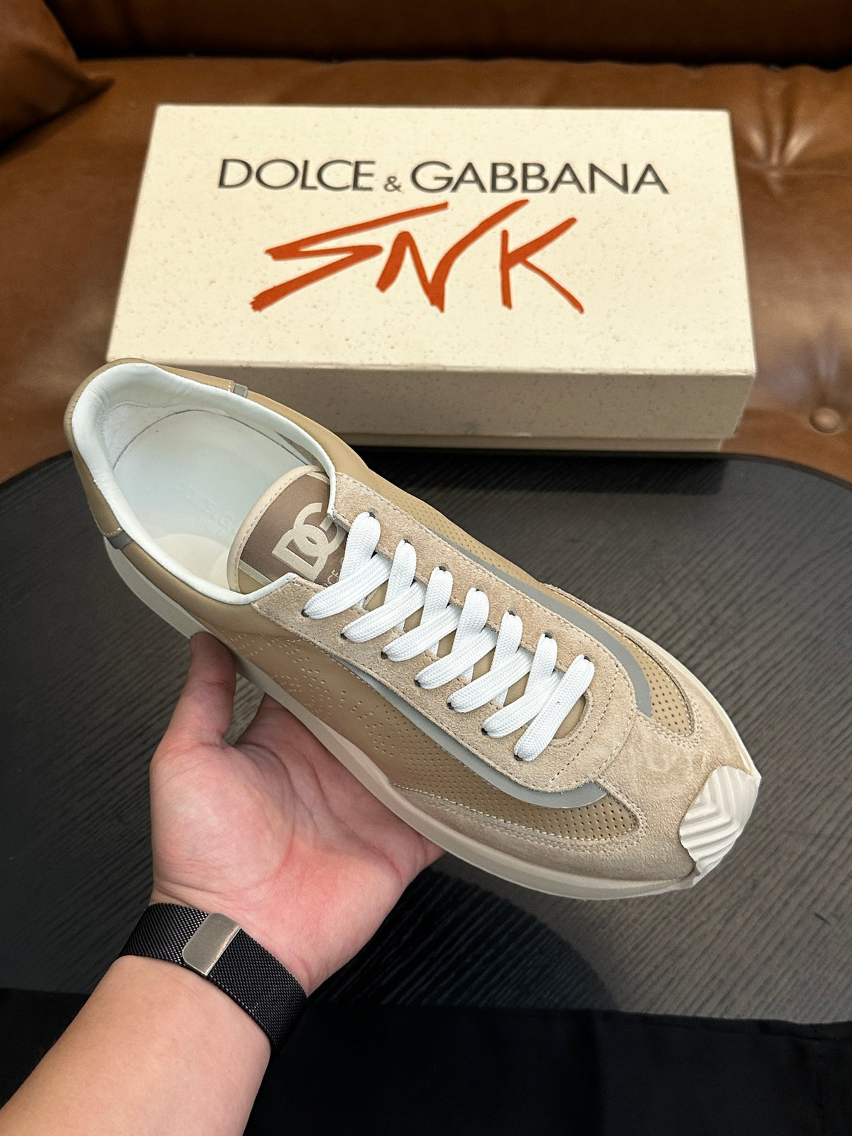 Dolce & Gabbana DG Cushion Calfskin Skate Sneakers with TPU Sole