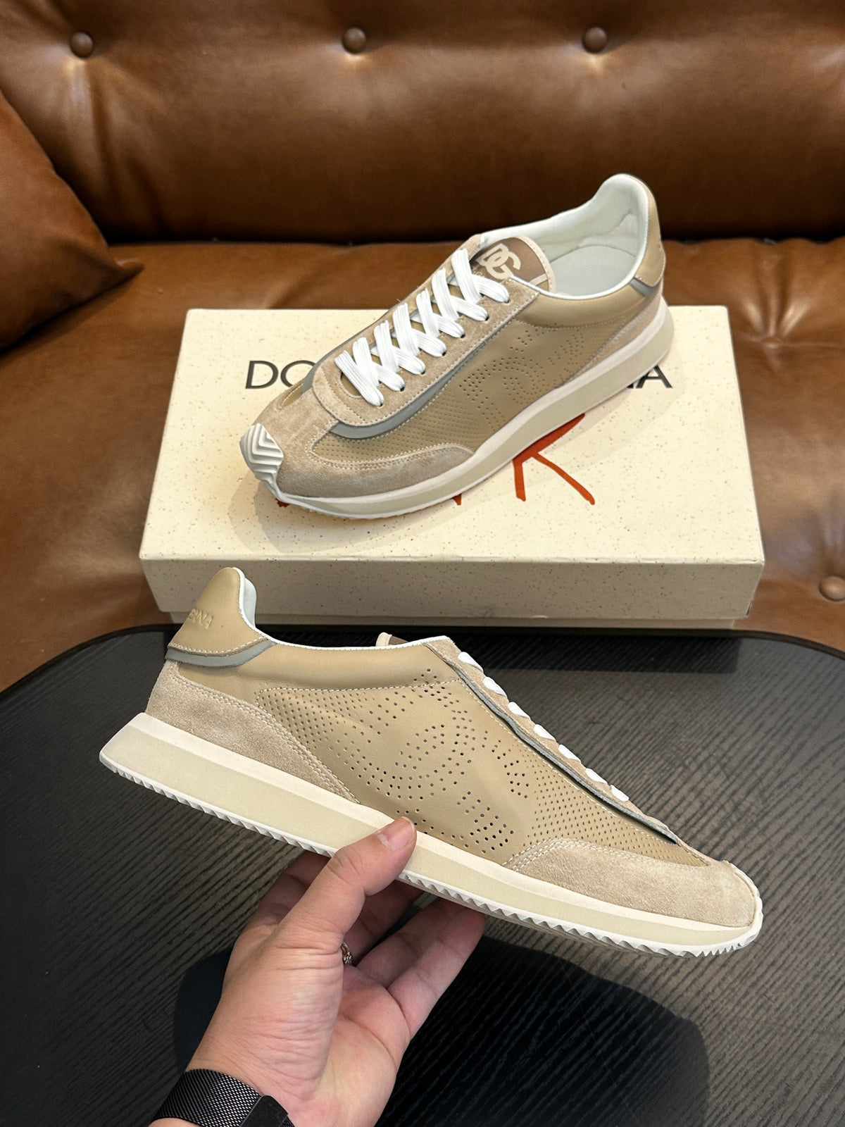 Dolce & Gabbana DG Cushion Calfskin Skate Sneakers with TPU Sole