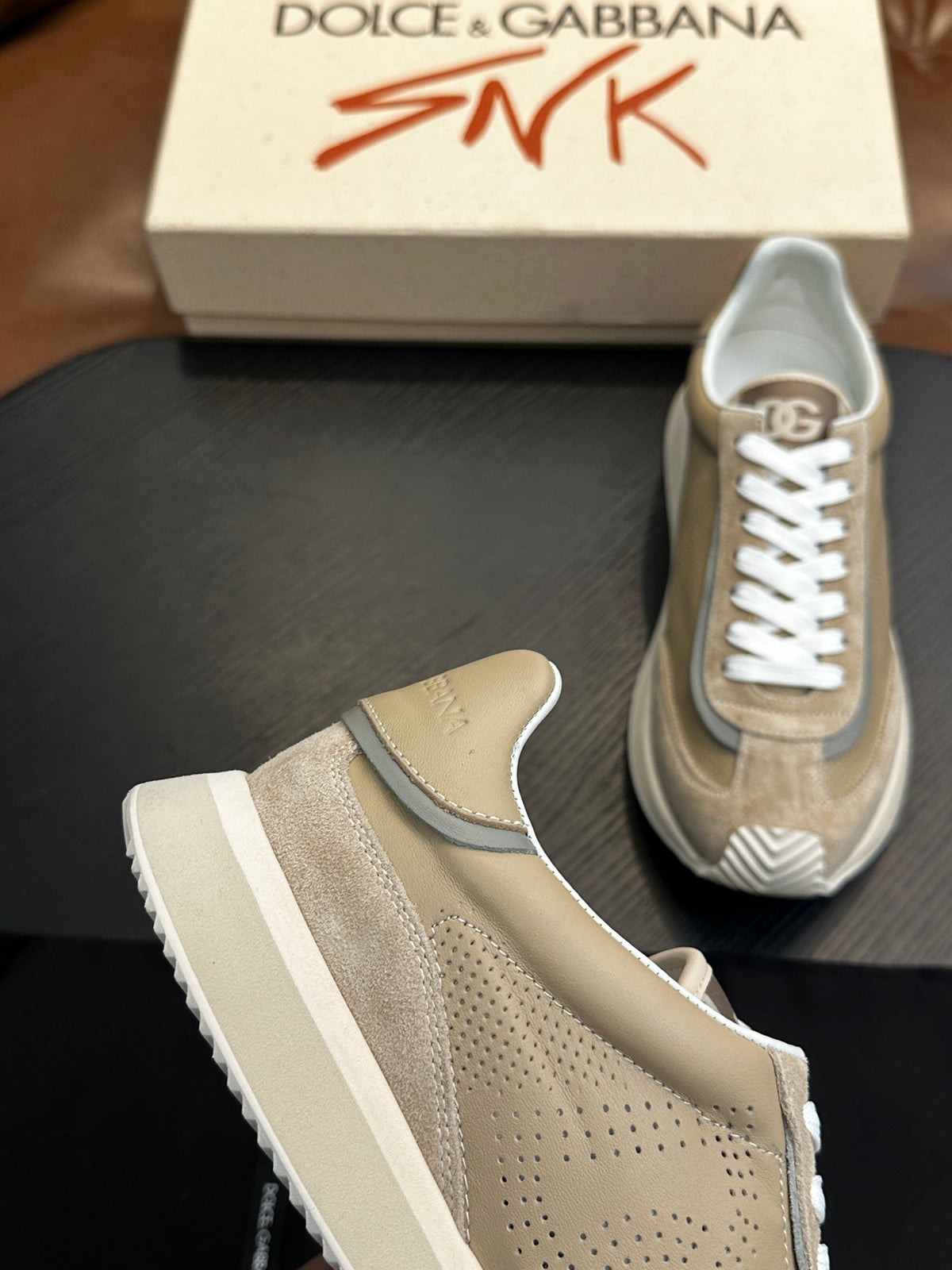 Dolce & Gabbana DG Cushion Calfskin Skate Sneakers with TPU Sole