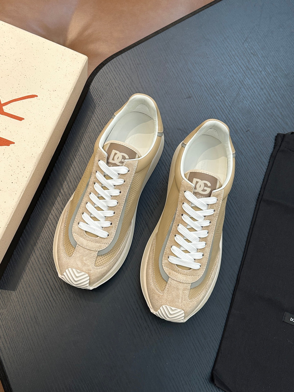 Dolce & Gabbana DG Cushion Calfskin Skate Sneakers with TPU Sole