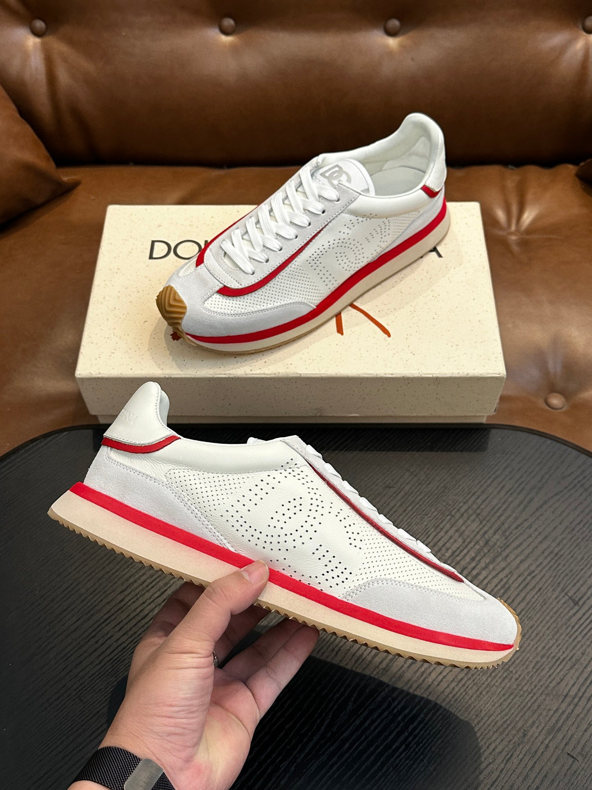 Dolce & Gabbana DG Cushion Calfskin Skate Sneakers with TPU Sole