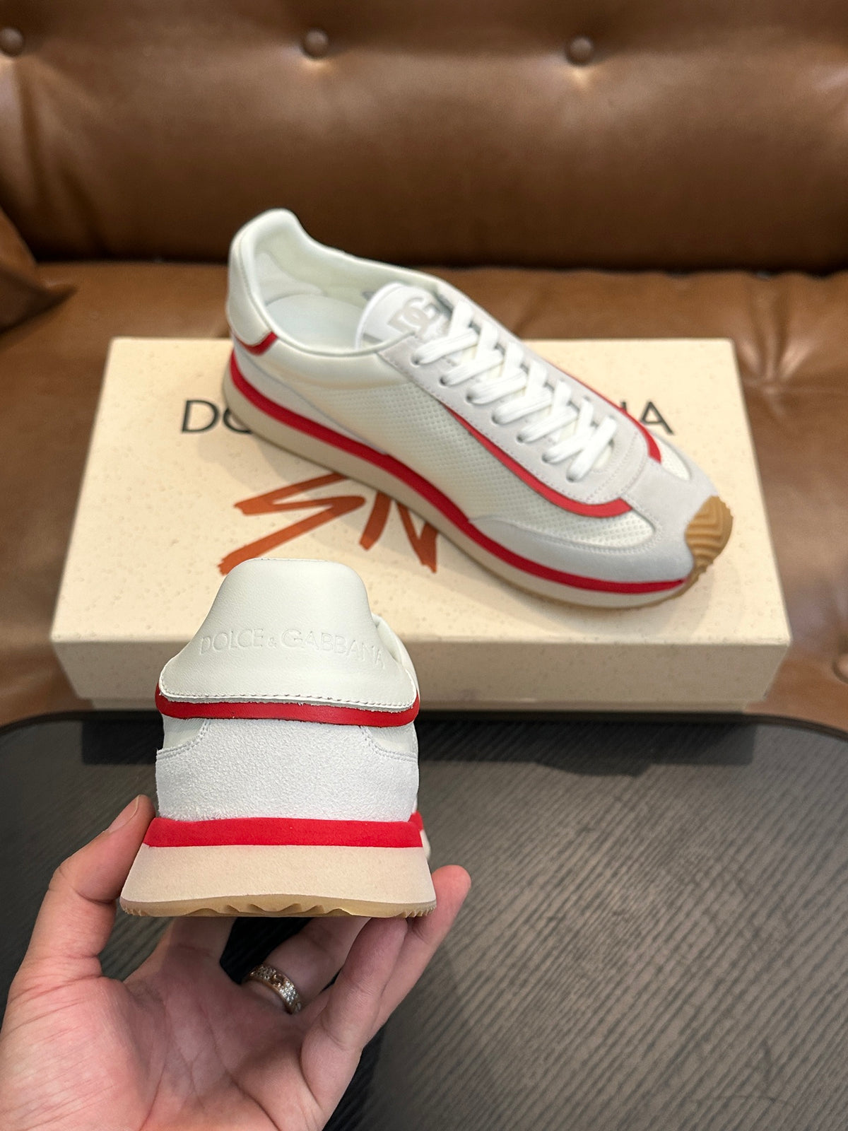 Dolce & Gabbana DG Cushion Calfskin Skate Sneakers with TPU Sole