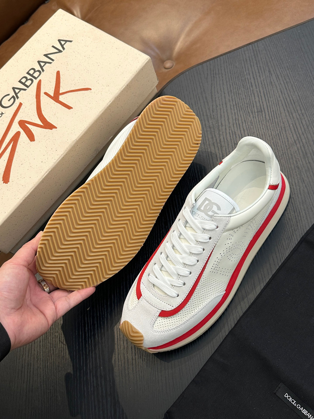 Dolce & Gabbana DG Cushion Calfskin Skate Sneakers with TPU Sole