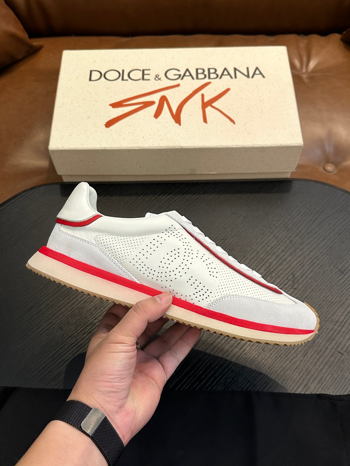 Dolce & Gabbana DG Cushion Calfskin Skate Sneakers with TPU Sole