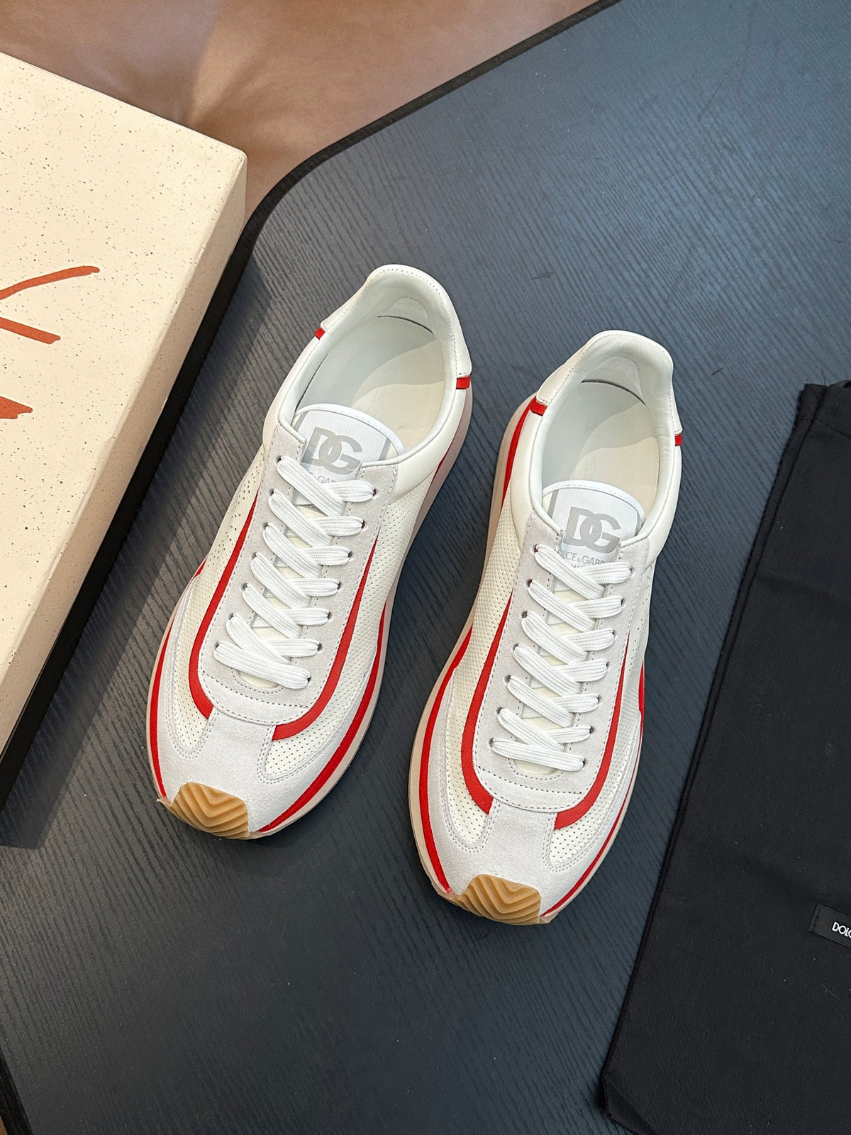 Dolce & Gabbana DG Cushion Calfskin Skate Sneakers with TPU Sole