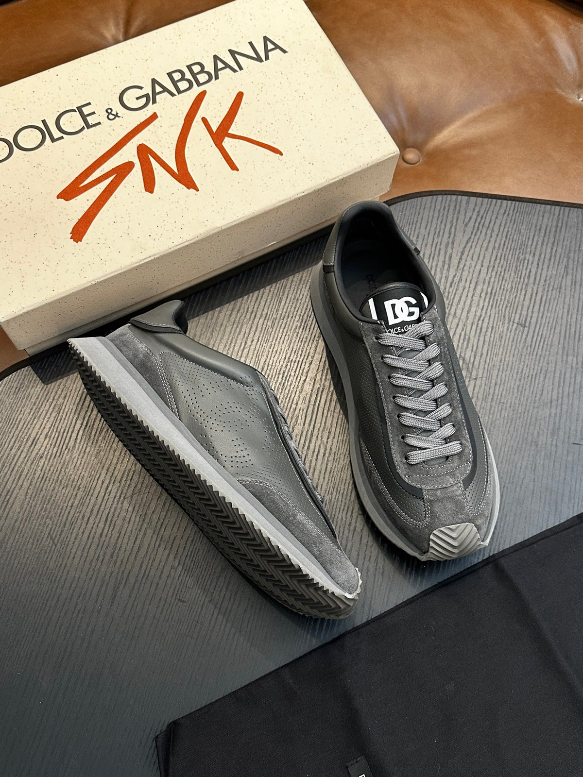 Dolce & Gabbana DG Cushion Calfskin Skate Sneakers with TPU Sole