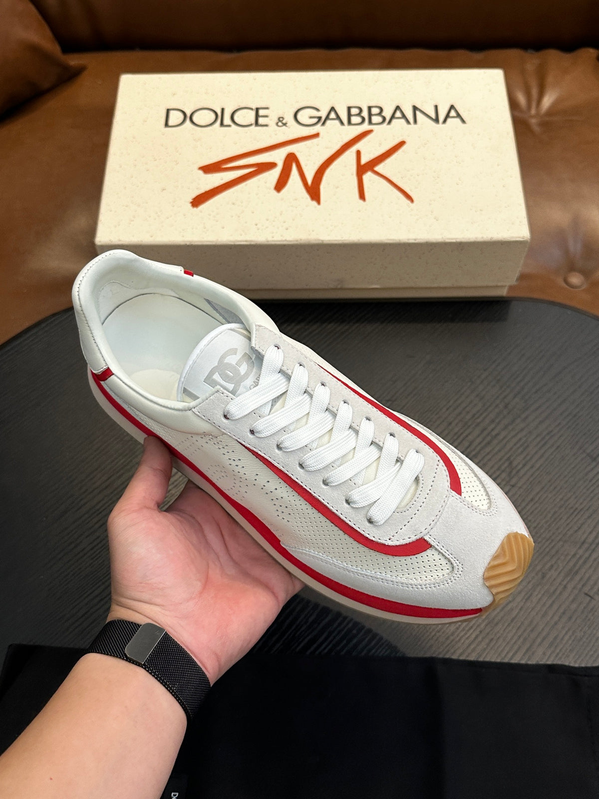 Dolce & Gabbana DG Cushion Calfskin Skate Sneakers with TPU Sole