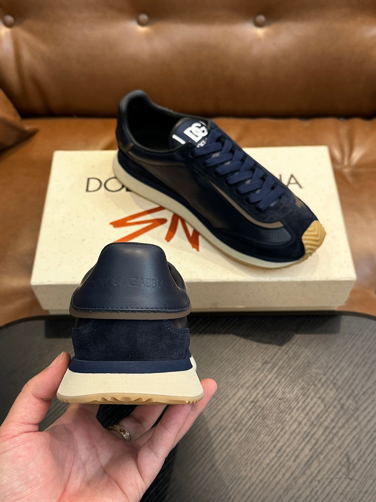 Dolce & Gabbana DG Cushion Calfskin Skate Sneakers with TPU Sole