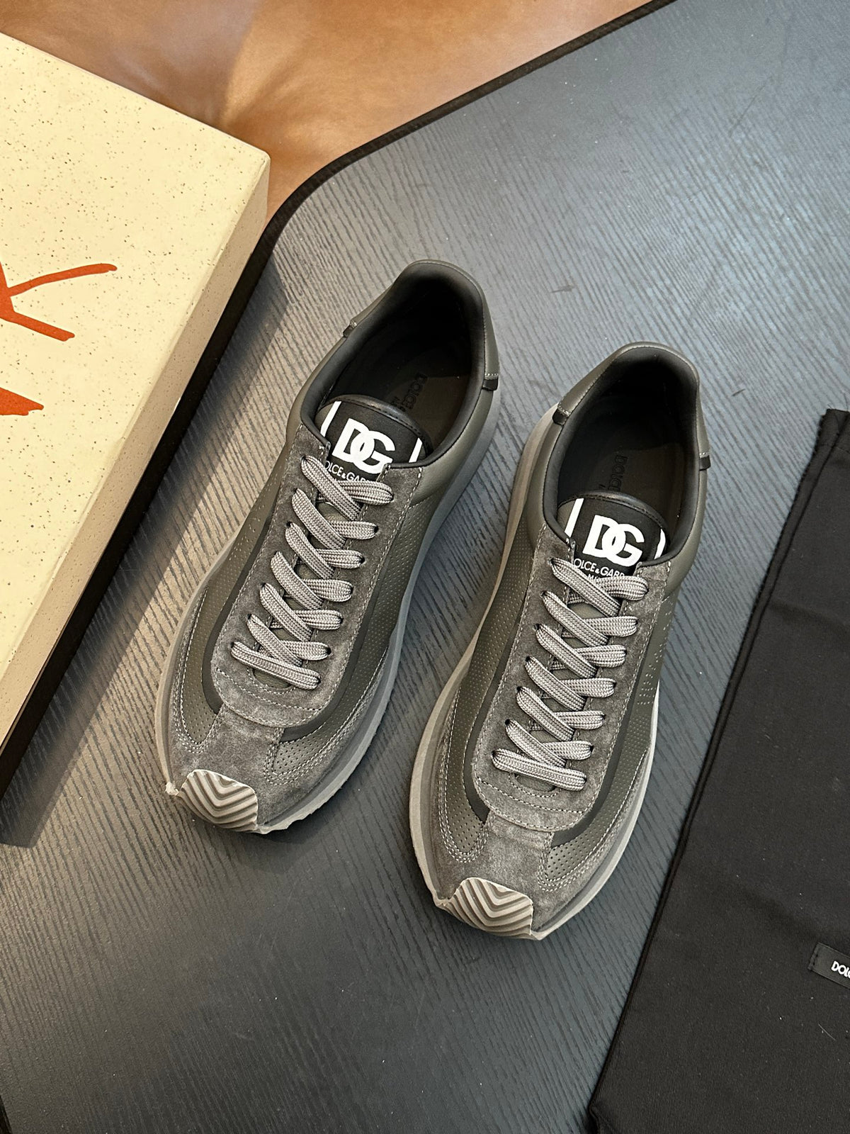 Dolce & Gabbana DG Cushion Calfskin Skate Sneakers with TPU Sole