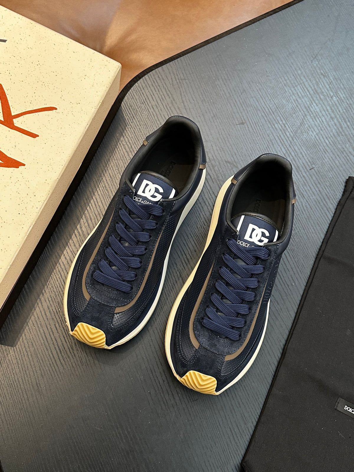 Dolce & Gabbana DG Cushion Calfskin Skate Sneakers with TPU Sole
