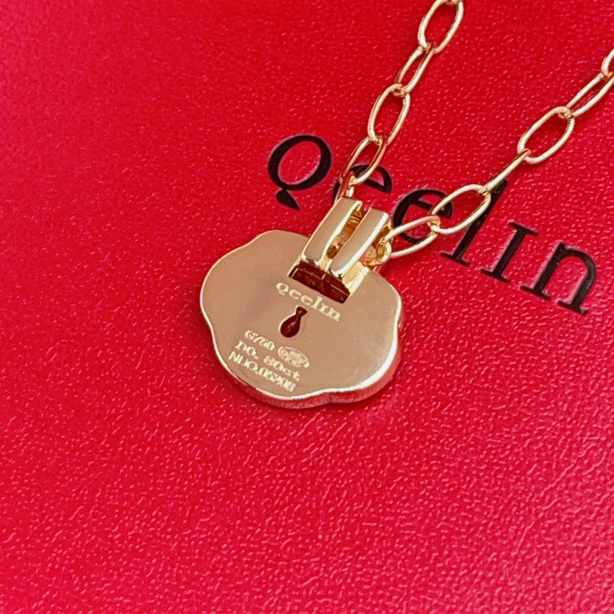 rose gold brass rose Necklace for women - alternate angle view 5
