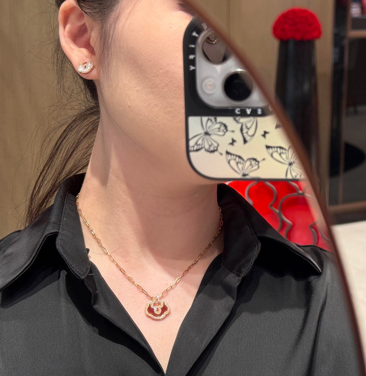 rose gold brass rose Necklace for women - alternate angle view 2