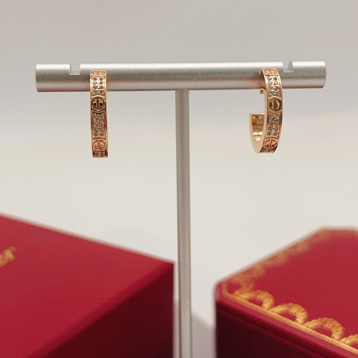 rose gold brass rose Stud Earrings for women - alternate angle view 6
