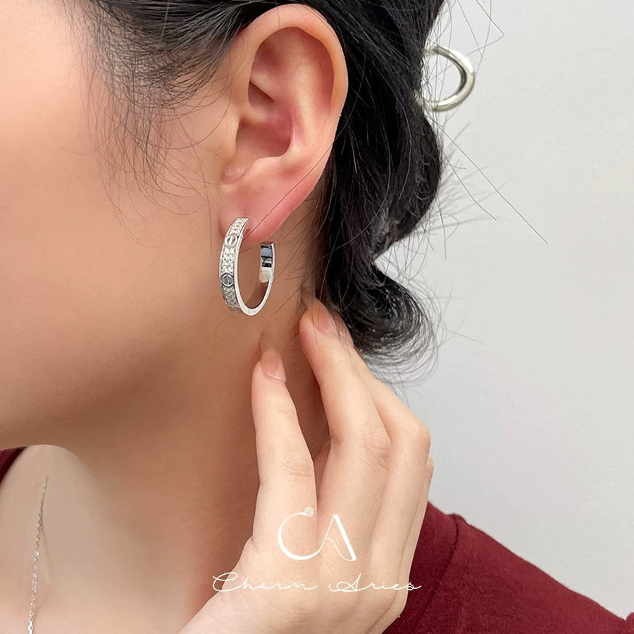 rose gold brass rose Stud Earrings for women - alternate angle view 10