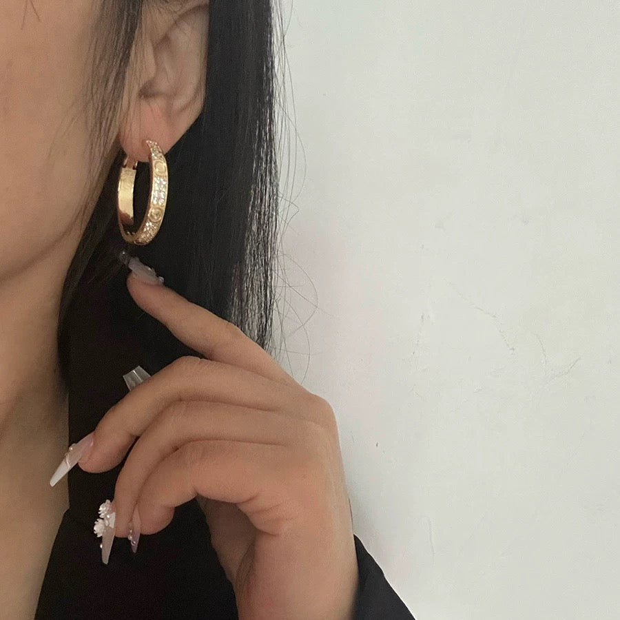 rose gold brass rose Stud Earrings for women - alternate angle view 9