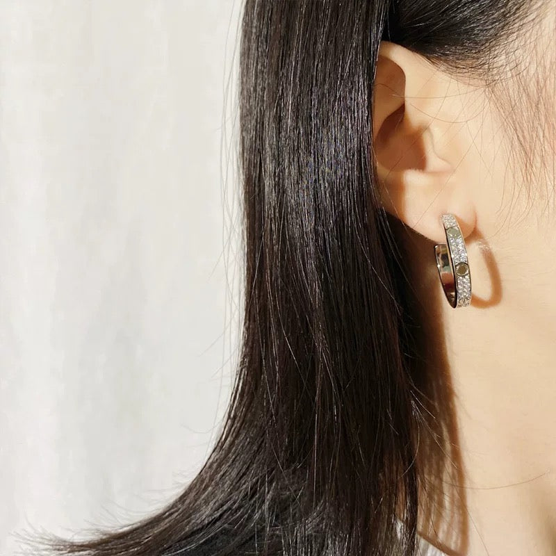 rose gold brass rose Stud Earrings for women - alternate angle view 11