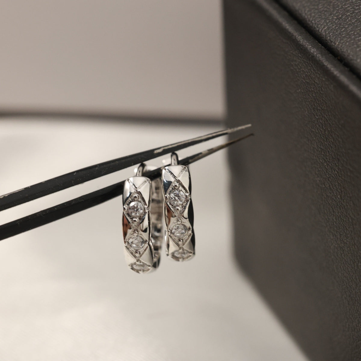 beige crystal floral Drop Earrings for women - alternate angle view 5