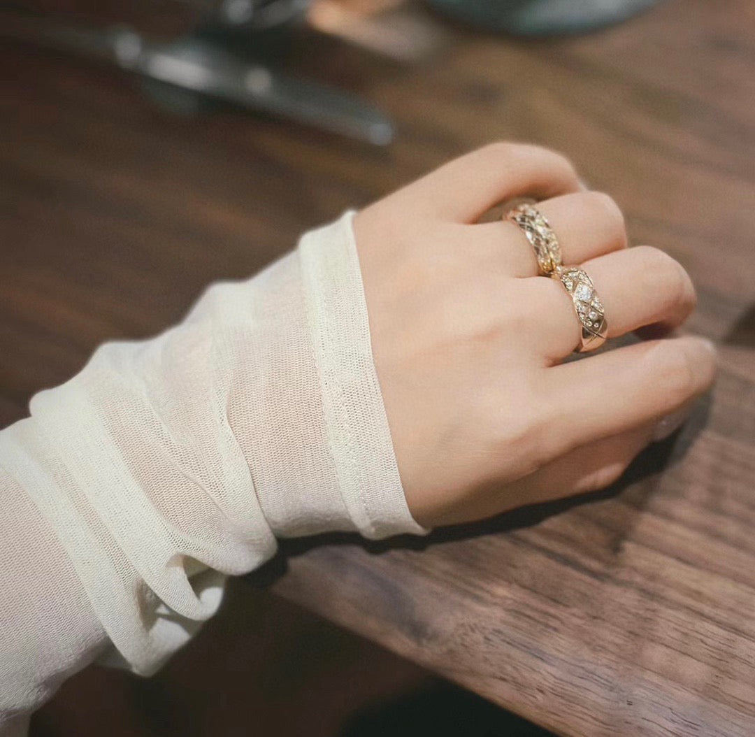 rose gold crystal floral Ring for women - alternate angle view 8