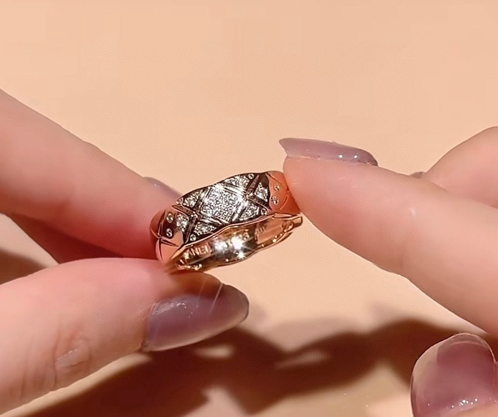 rose gold crystal floral Ring for women - alternate angle view 7