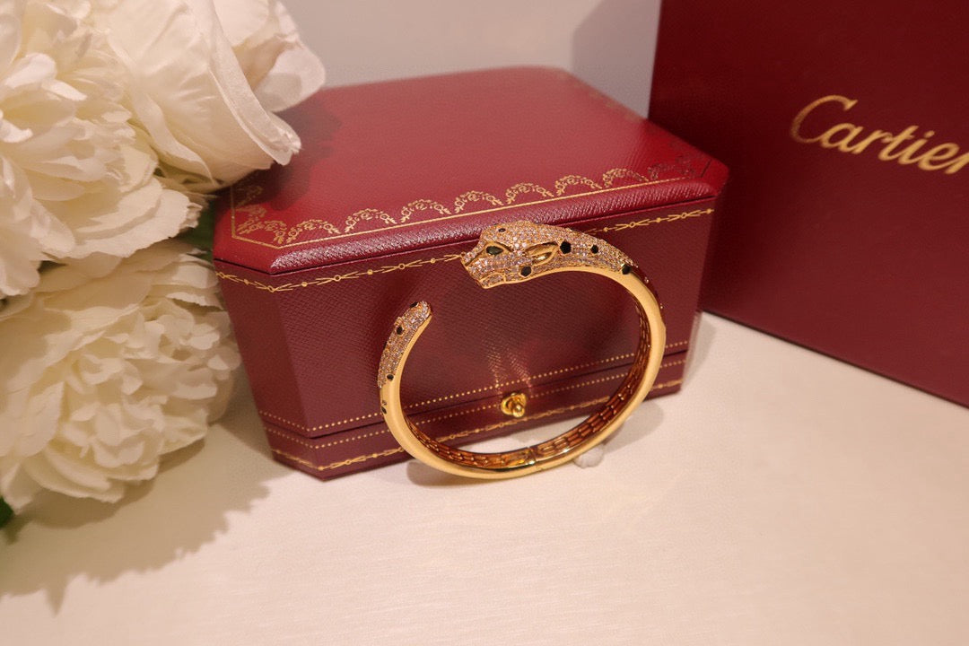 green crystal floral Bangle for men - alternate angle view 6