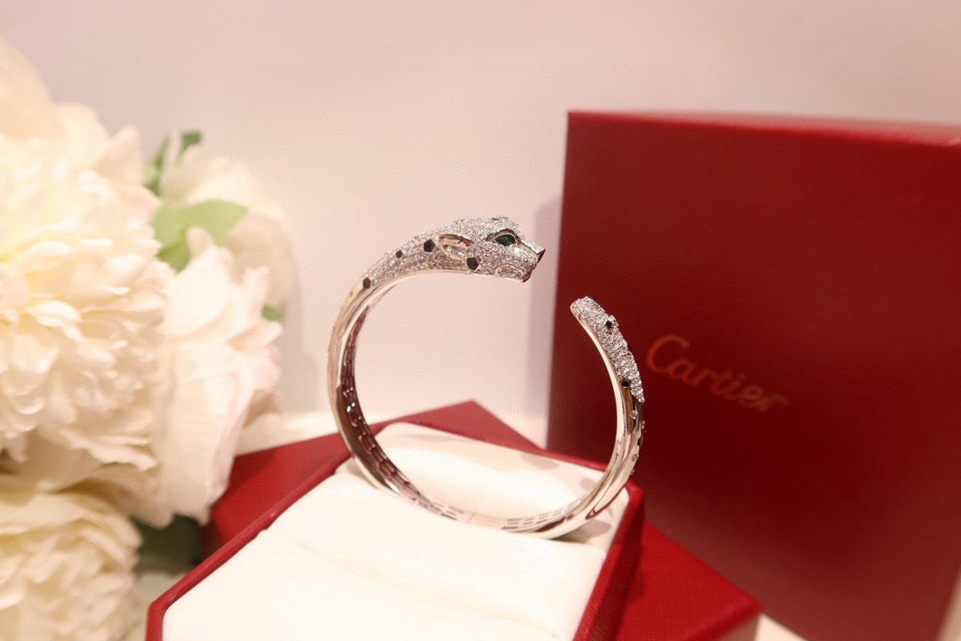 green crystal floral Bangle for men - alternate angle view 7
