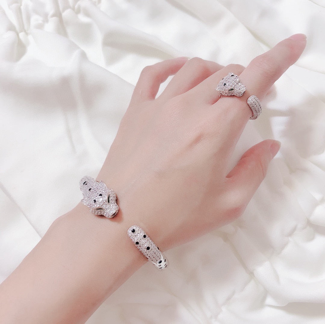 green crystal floral Bangle for men - alternate angle view 5