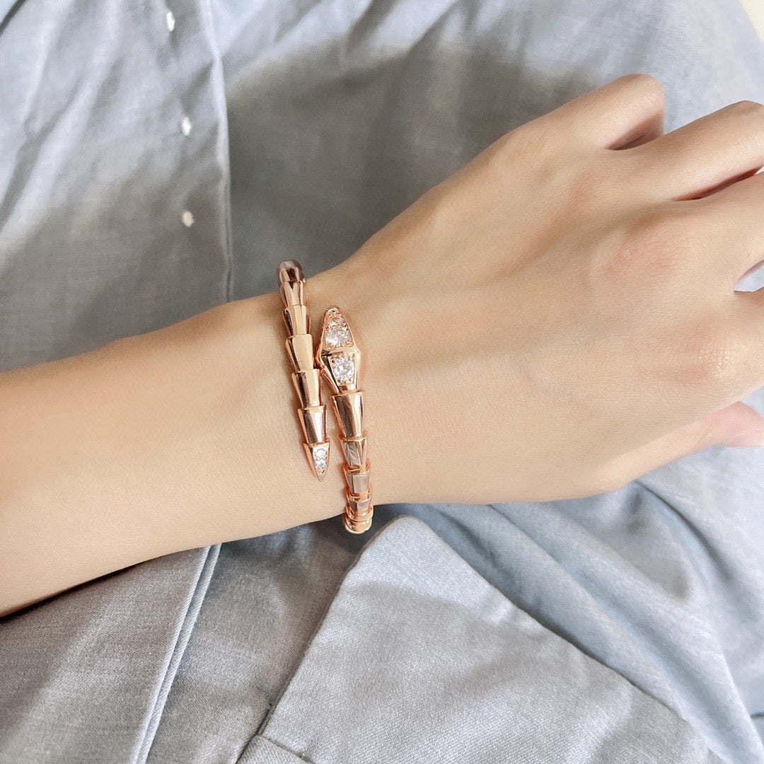 rose gold crystal rose Bangle for women - alternate angle view 4