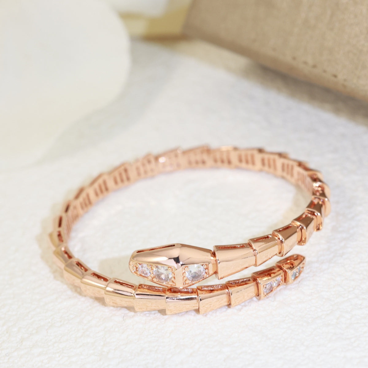 rose gold crystal rose Bangle for women - alternate angle view 5