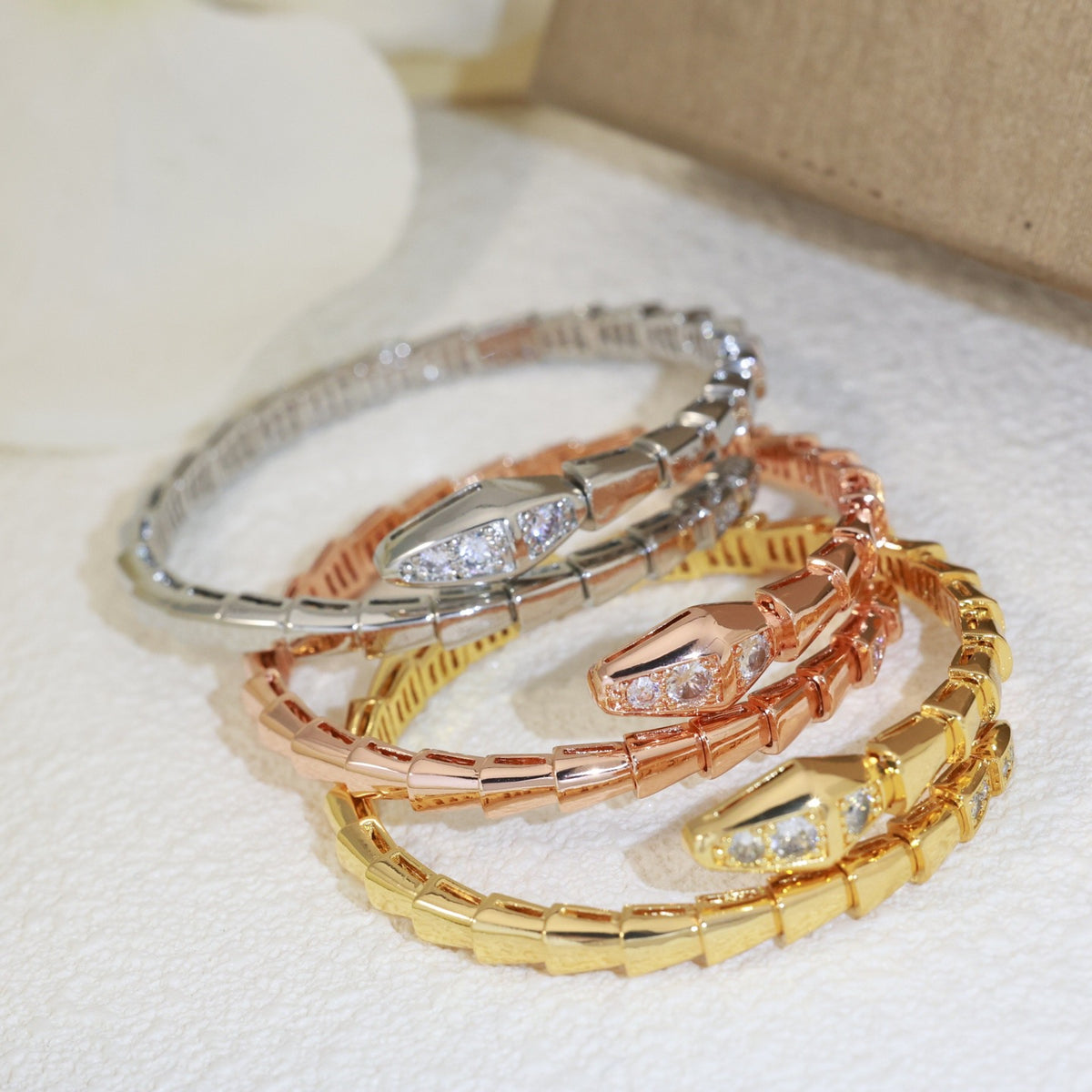rose gold crystal rose Bangle for women - alternate angle view 8