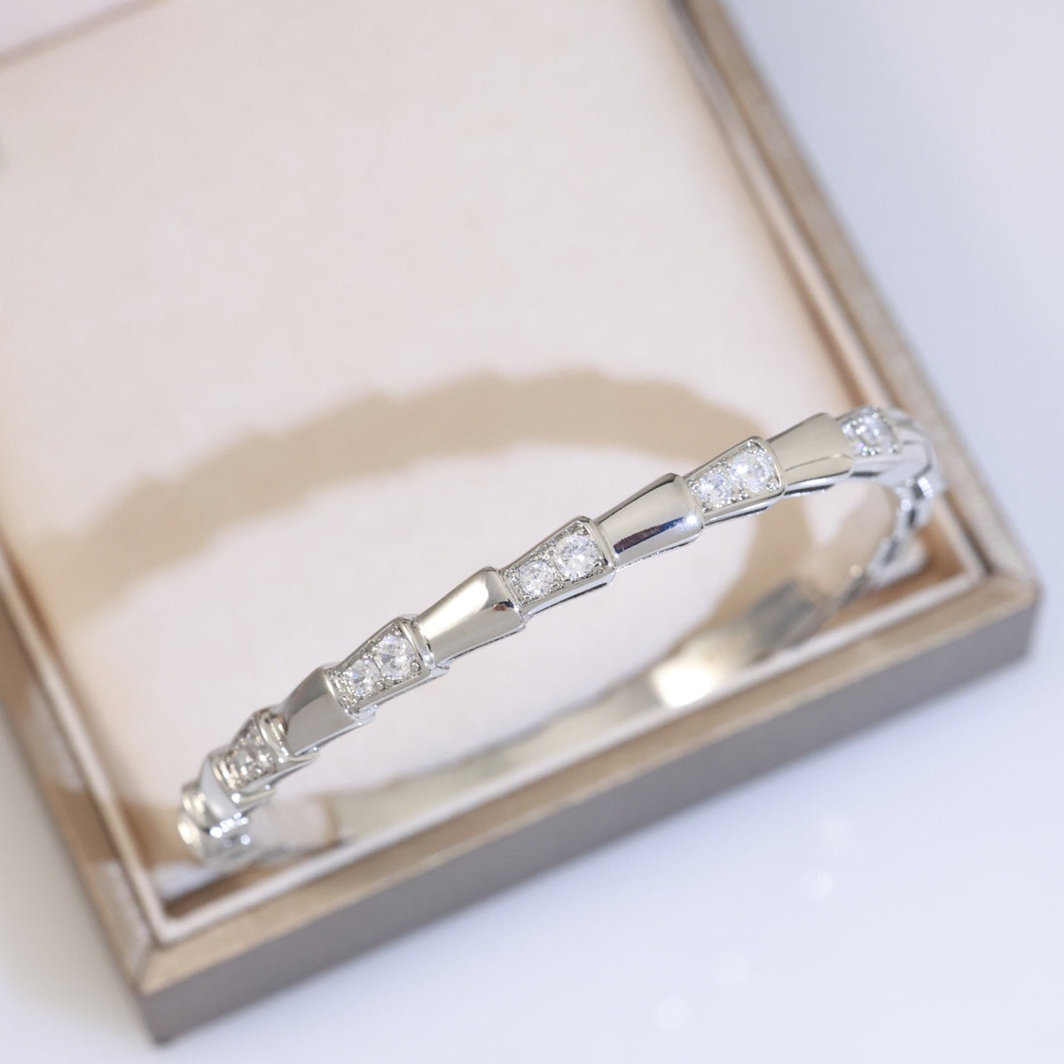 gold crystal crystal inlaid Bangle for women - alternate angle view 3