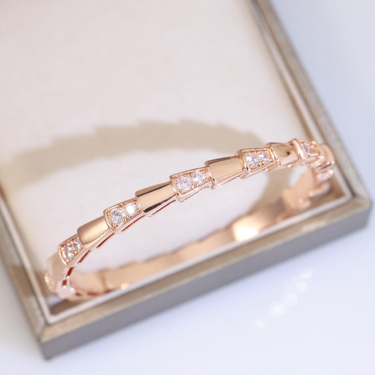 gold crystal crystal inlaid Bangle for women - alternate angle view 4