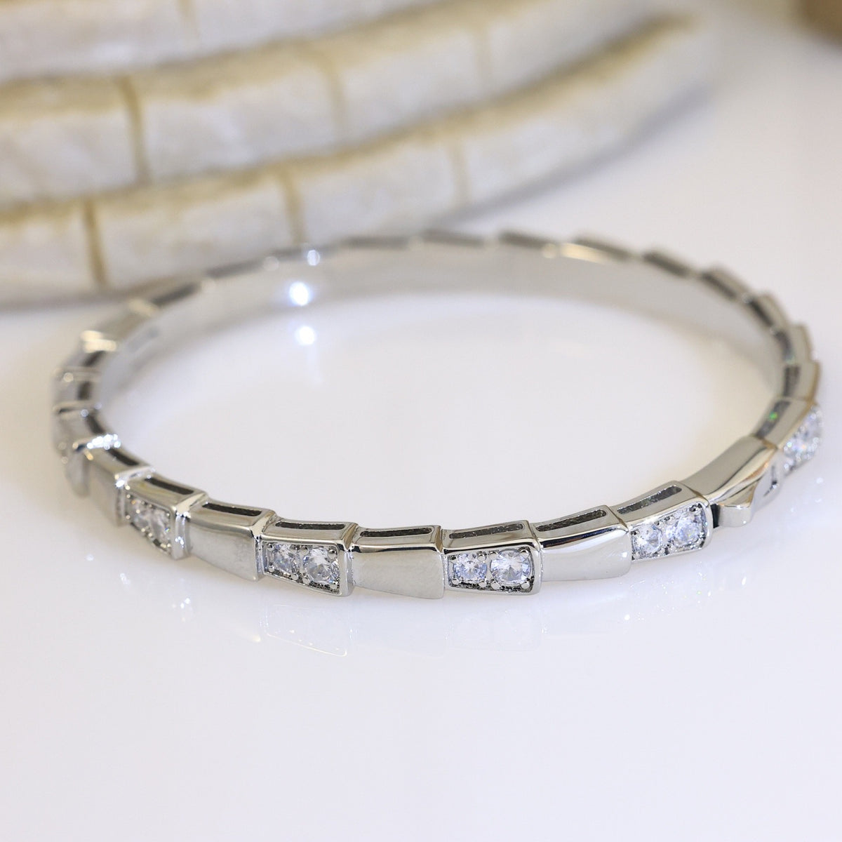 gold crystal crystal inlaid Bangle for women - alternate angle view 9