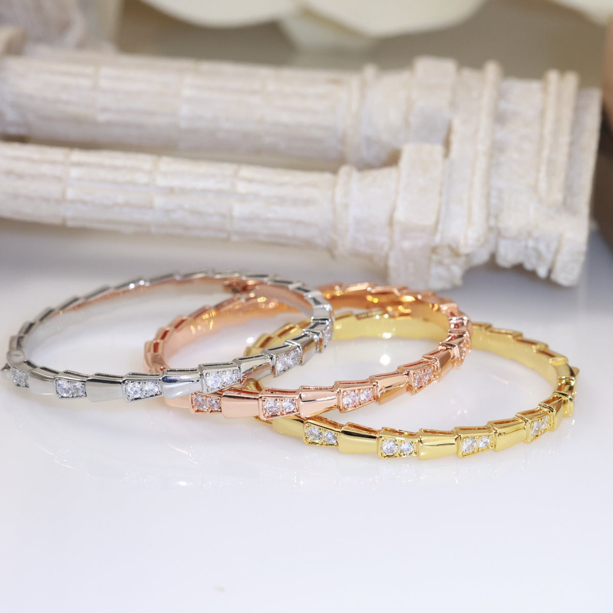 gold crystal crystal inlaid Bangle for women - alternate angle view 5