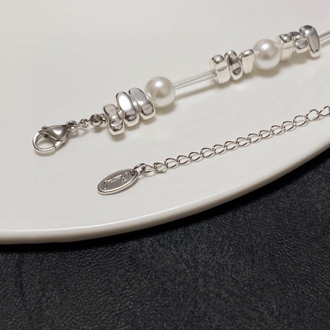 silver pearl Necklace for women - alternate angle view 4