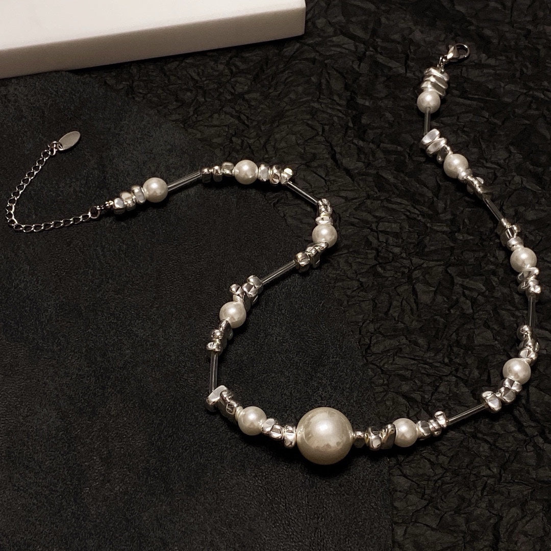 silver pearl Necklace for women - alternate angle view 9