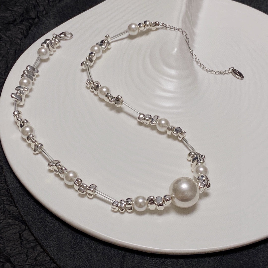 silver pearl Necklace for women - alternate angle view 7